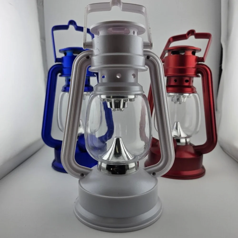 Smart Home‎ 15 LED Metallic Lantern 3 PC Set Red Blue Blue Patriot Outdoor Light